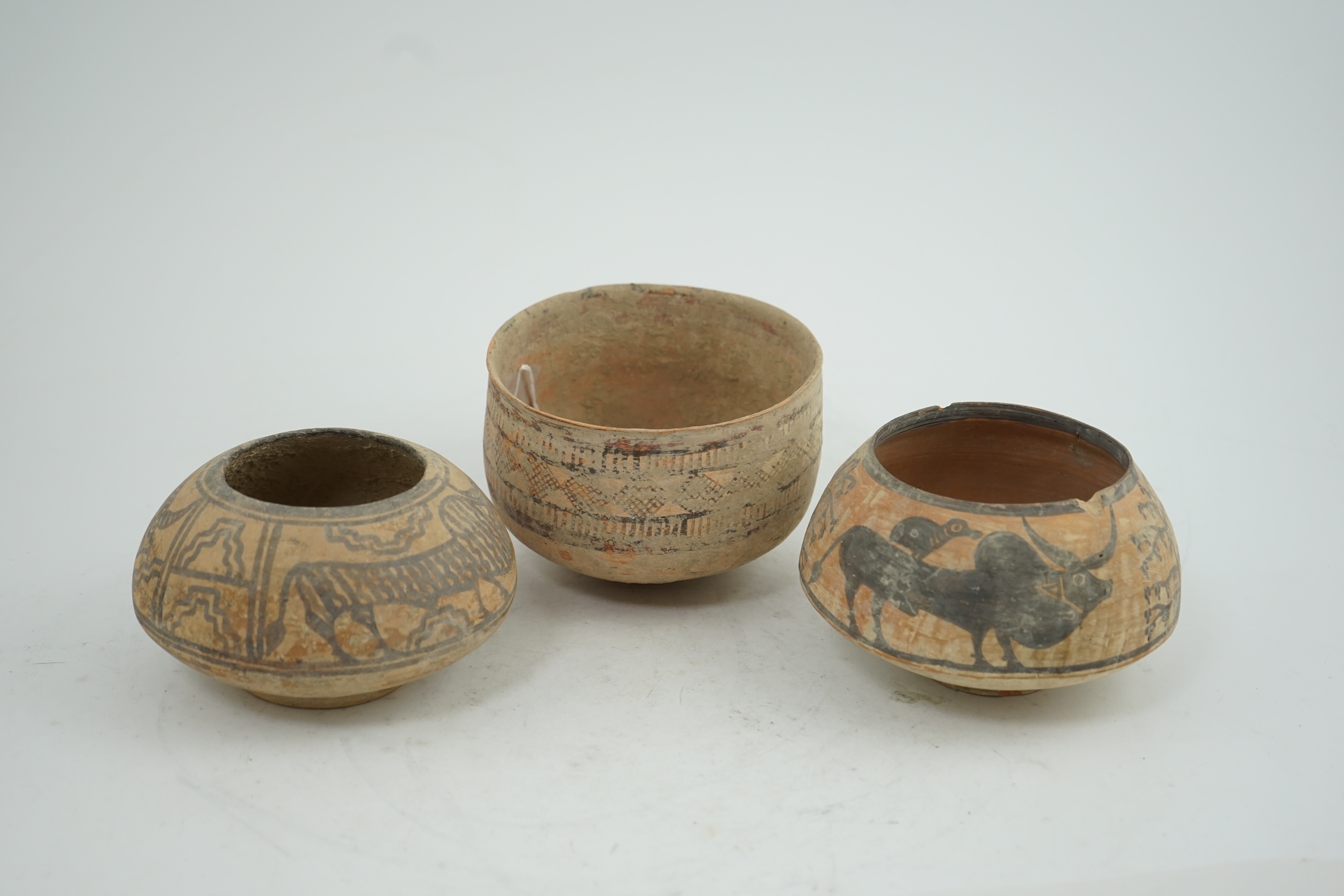 Three Indus Valley pottery bowls, 3rd-2nd millennium BC